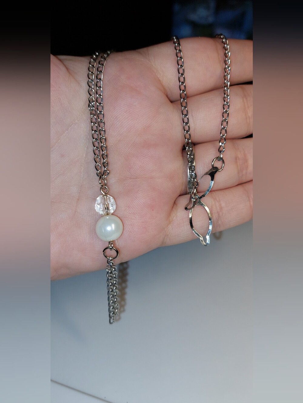 Sterling Silver Pearl Drop Bolero Necklace - White Pearl